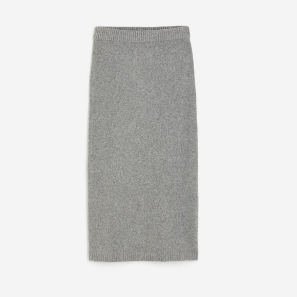 H&M Gray Midi Fitted Knit Pencil Skirt Pull-On Style Wool Blend Size XS NWOT - Picture 3 of 15